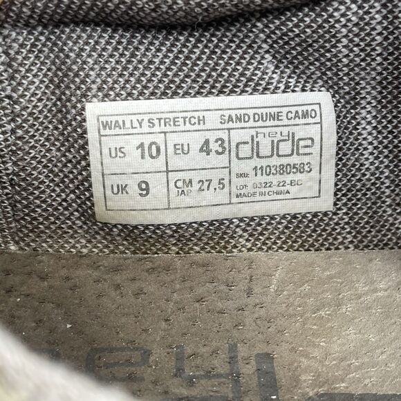 Hey Dude Wally Stretch Sand Dune Camo Shoes Men's Size 10 Loafer Beach Casual - Picture 5 of 7